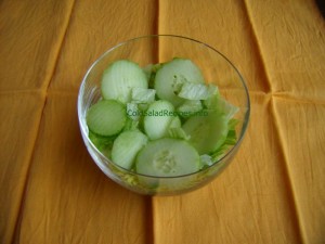 sliced cucumbers on lettuce